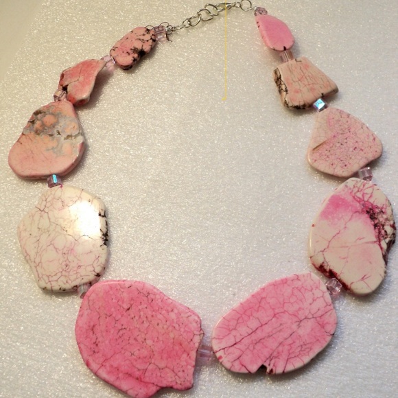 Pale Pink Magnesite Slab Necklace - Picture 3 of 3